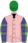 Pink, gordon tartan sleeves, green cap