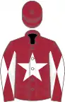Maroon, white star, diabolo on sleeves