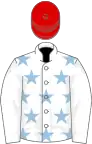 White, light blue stars on body, red cap