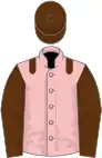 Pink, brown epaulets, sleeves and cap
