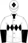 White, black triple diamond, halved sleeves, white cap, black diamond