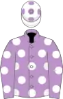 Mauve, white spots, white cap, mauve spots