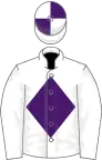 WHITE, purple diamond, quartered cap