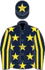 Dark Blue, Yellow stars, striped sleeves and star on cap