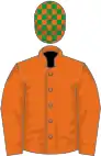 Orange, green checked cap