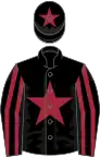 Black, maroon star, striped sleeves and star on cap
