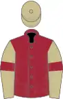Maroon, beige sleeves, maroon armlets, beige cap