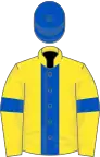 Yellow, royal blue stripe, armlets and cap