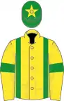 Yellow, green braces and armlets, green cap, yellow star