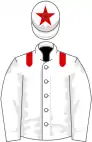 White, red epaulettes, white sleeves, white cap, red star
