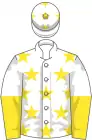 White, yellow stars, halved sleeves and stars on cap