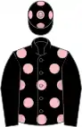 Black, pink spots on body and cap