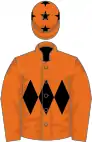 Orange, black triple diamond, stars on cap