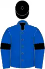 Royal blue, black armlets and cap