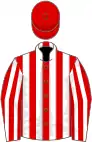 Red and white stripes, red cap