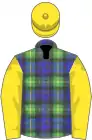 Gordon tartan, yellow sleeves and cap