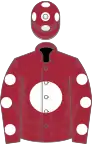 Maroon, White disc, Maroon sleeves, White spots and spots on cap