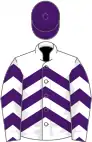 White, purple chevrons and cap