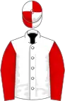 White, red sleeves, quartered cap