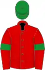 Red, green armlets and cap