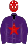 Purple, red star, red cap, white diamonds