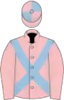 Pink, light blue cross sashes, quartered cap
