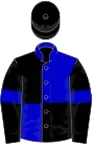 Blue and black (quartered), black sleeves, blue armlets, black cap