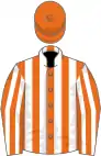 Orange and white stripes, orange cap