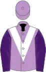 Mauve, white chevron, purple sleeves