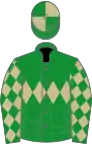 Green, beige triple diamond, diamonds on sleeves, quartered cap
