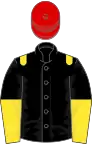 Black, yellow epaulets, halved sleeves, red cap