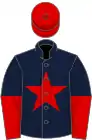 Dark blue, red star, halved sleeves, red cap