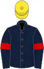 Dark blue, red armlets, yellow cap