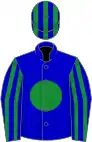 Blue, green disc, striped sleeves and cap