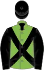 Light green, black cross sashes, black sleeves and cap