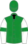 Green, white sleeves, green armlets and cap