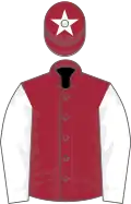 Maroon, white sleeves, maroon cap, white star