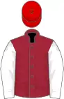 Maroon, white sleeves, red cap