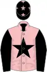 Pink, black star and sleeves, black cap, pink stars