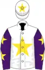 White, Yellow star, Purple sleeves, Yellow stars, White cap, Yellow star