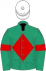 Emerald green, red diamond and armlets, white cap