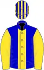 Blue, yellow stripe and sleeves, striped cap
