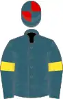 Saxe blue, yellow armlets, blue and red quartered cap