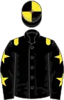 Black, yellow epaulets, stars on sleeves, quartered cap