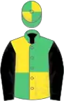 Emerald Green and Yellow (quartered), Black sleeves