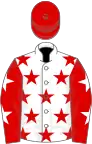White, red stars, red sleeves, white stars, red cap