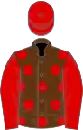 Brown, red spots, sleeves and cap