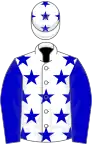 White, blue stars and sleeves, stars on cap