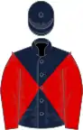 Dark blue and red diabolo, red sleeves, dark blue cap