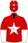 Red, white star, halved sleeves and stars on cap